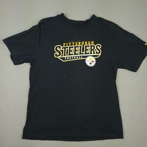 Reebok Pittsburgh Steelers T Shirt Mens XL Black Cotton Short Sleeve